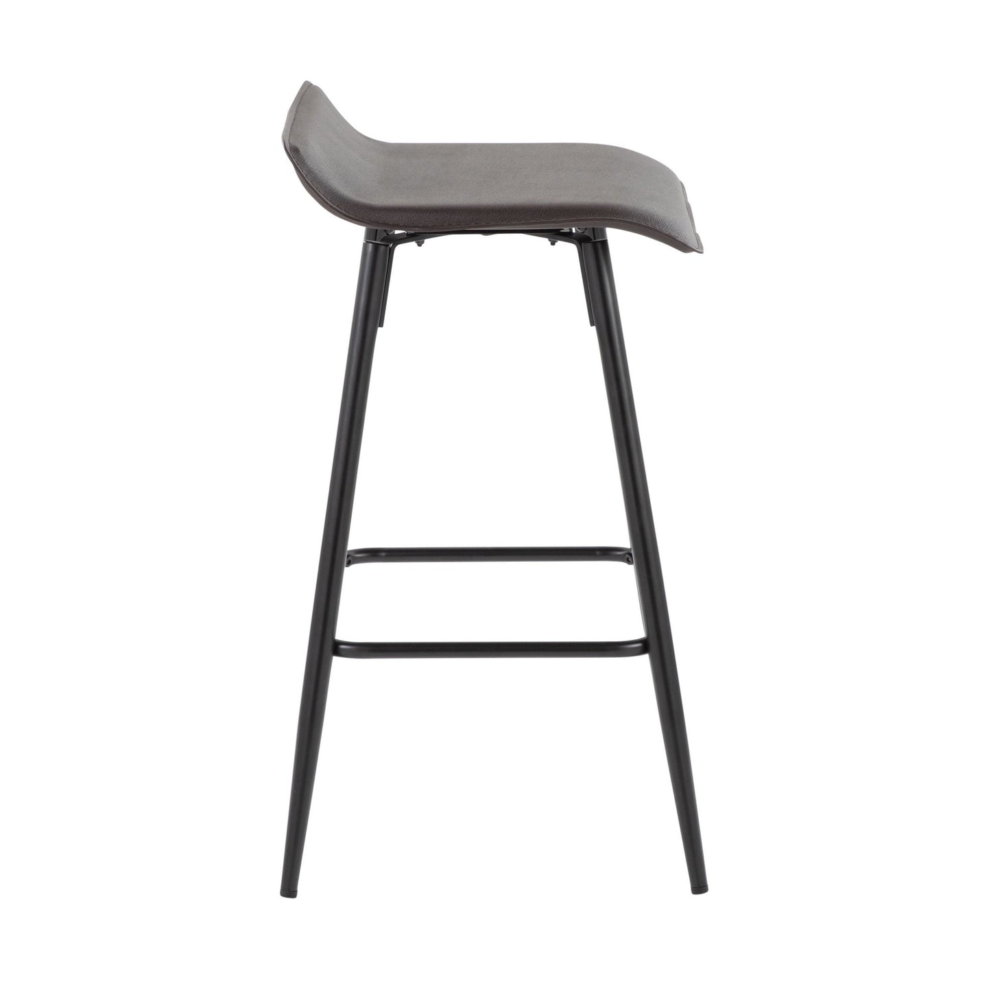 Ale 26" Contemporary Fixed Height Counter Stool in Black Steel and Grey Faux Leather By LumiSource - Set of 2 | Counter Stools | Modishstore - 14