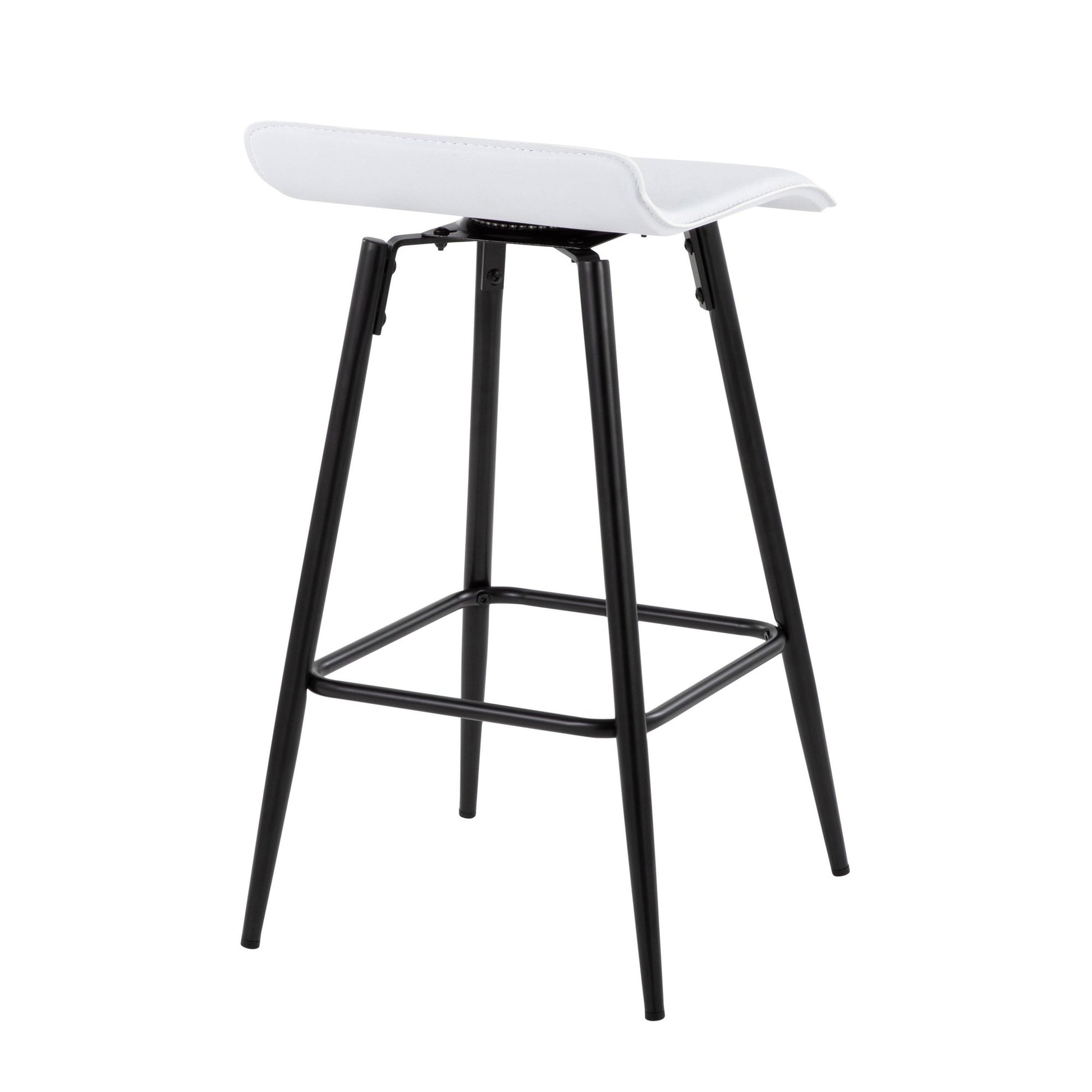 Ale 26" Contemporary Fixed Height Counter Stool in Black Steel and Grey Faux Leather By LumiSource - Set of 2 | Counter Stools | Modishstore - 23