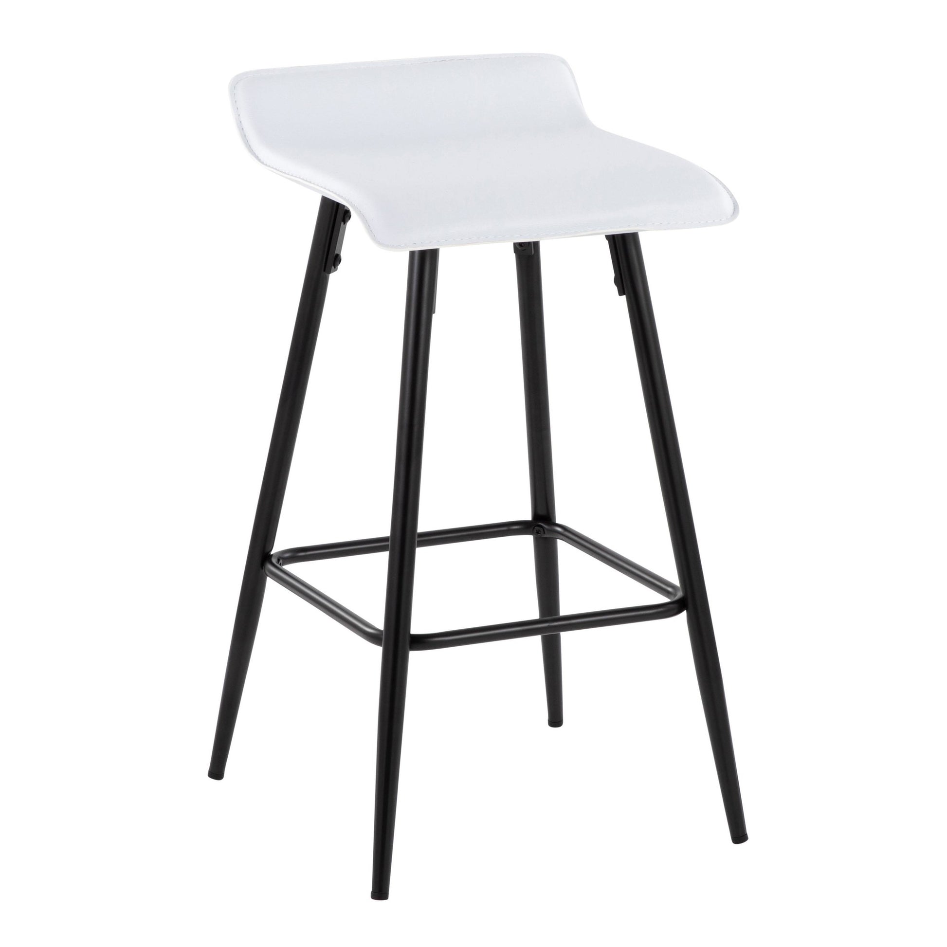 Ale 26" Contemporary Fixed Height Counter Stool in Black Steel and Grey Faux Leather By LumiSource - Set of 2 | Counter Stools | Modishstore - 21