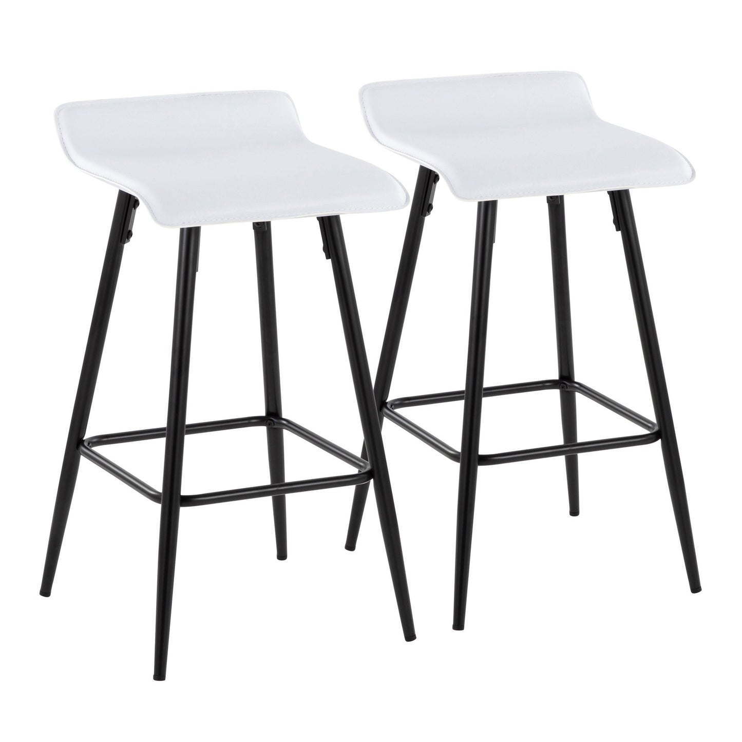 Ale 26" Contemporary Fixed Height Counter Stool in Black Steel and Grey Faux Leather By LumiSource - Set of 2 | Counter Stools | Modishstore - 17