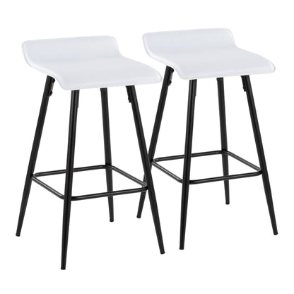 Ale 26" Contemporary Fixed Height Counter Stool in Black Steel and Grey Faux Leather By LumiSource - Set of 2 | Counter Stools | Modishstore - 17