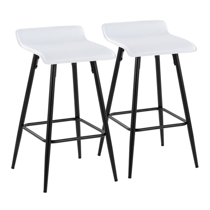 Ale 26" Contemporary Fixed Height Counter Stool in Black Steel and Grey Faux Leather By LumiSource - Set of 2 | Counter Stools | Modishstore - 17