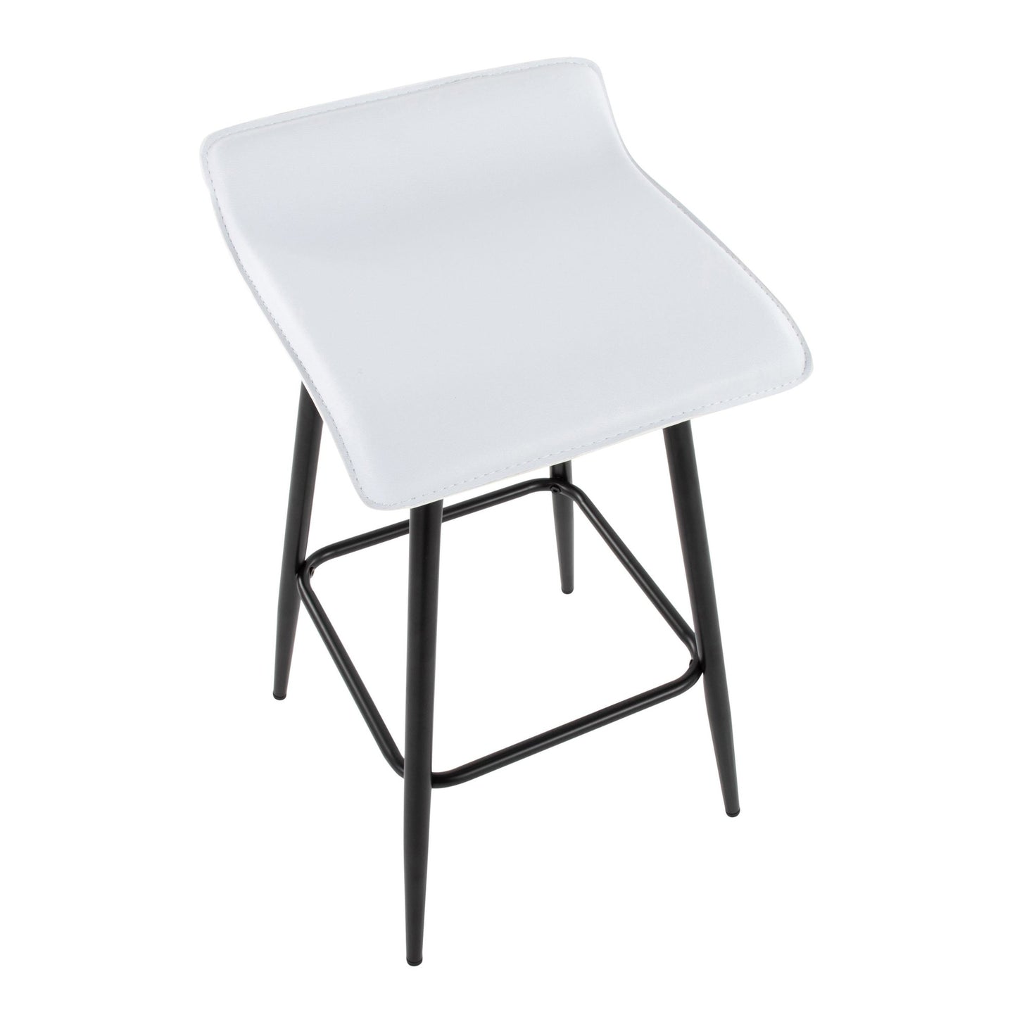 Ale 26" Contemporary Fixed Height Counter Stool in Black Steel and Grey Faux Leather By LumiSource - Set of 2 | Counter Stools | Modishstore - 19