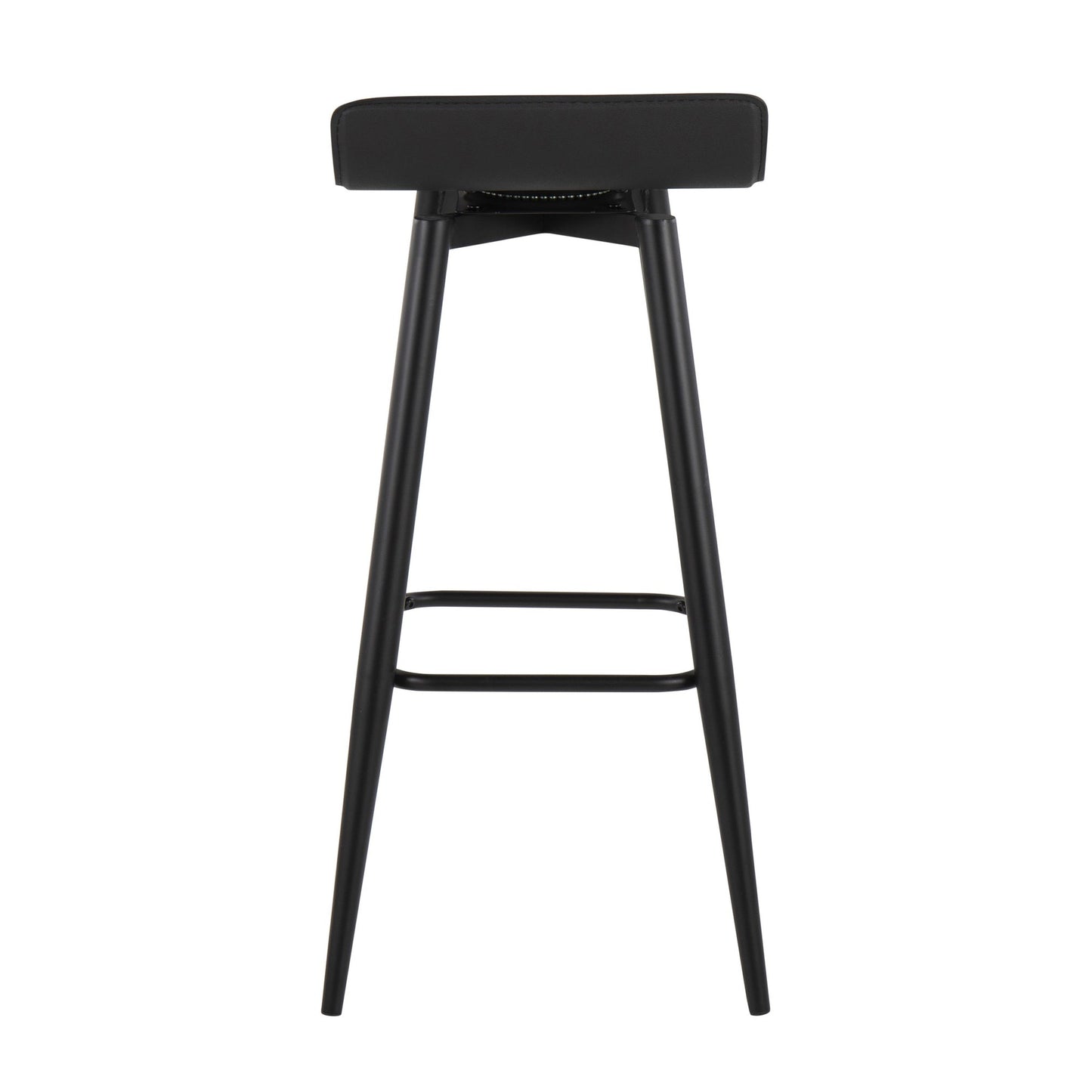 Ale Contemporary Fixed-Height Bar Stool in Black Steel and Black Faux Leather By LumiSource - Set of 2 | Bar Stools | Modishstore - 8