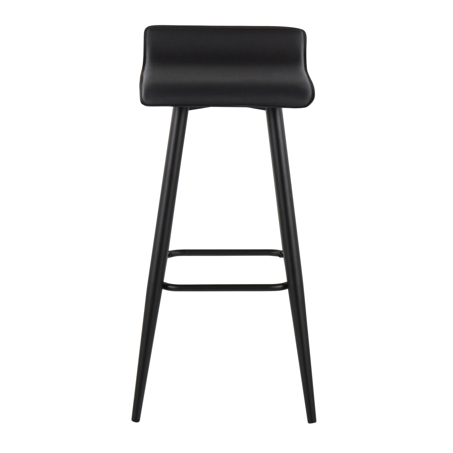Ale Contemporary Fixed-Height Bar Stool in Black Steel and Black Faux Leather By LumiSource - Set of 2 | Bar Stools | Modishstore - 2