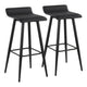 Ale Contemporary Fixed-Height Bar Stool in Black Steel and Black Faux Leather By LumiSource - Set of 2 | Bar Stools | Modishstore