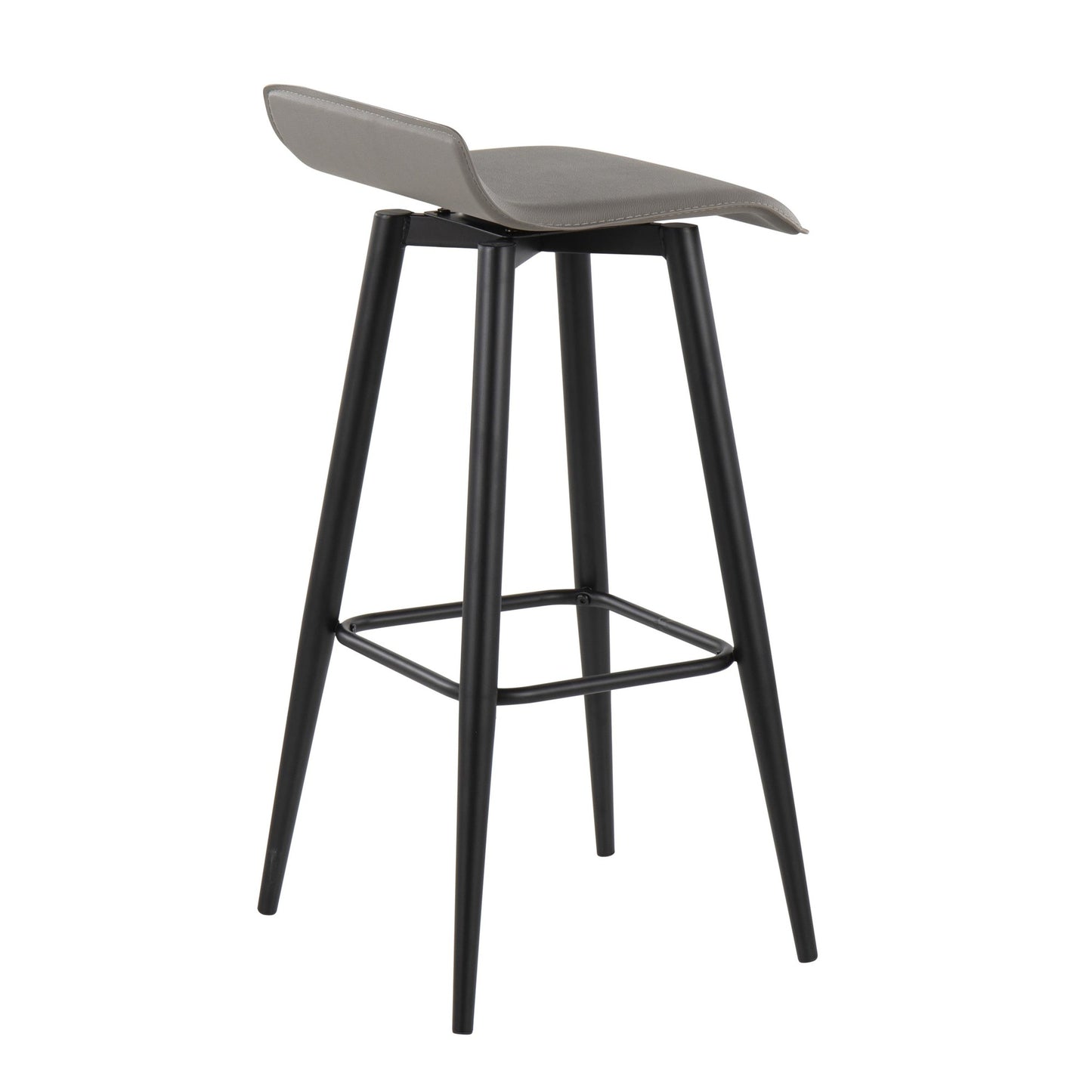 Ale Contemporary Fixed-Height Bar Stool in Black Steel and Black Faux Leather By LumiSource - Set of 2 | Bar Stools | Modishstore - 15