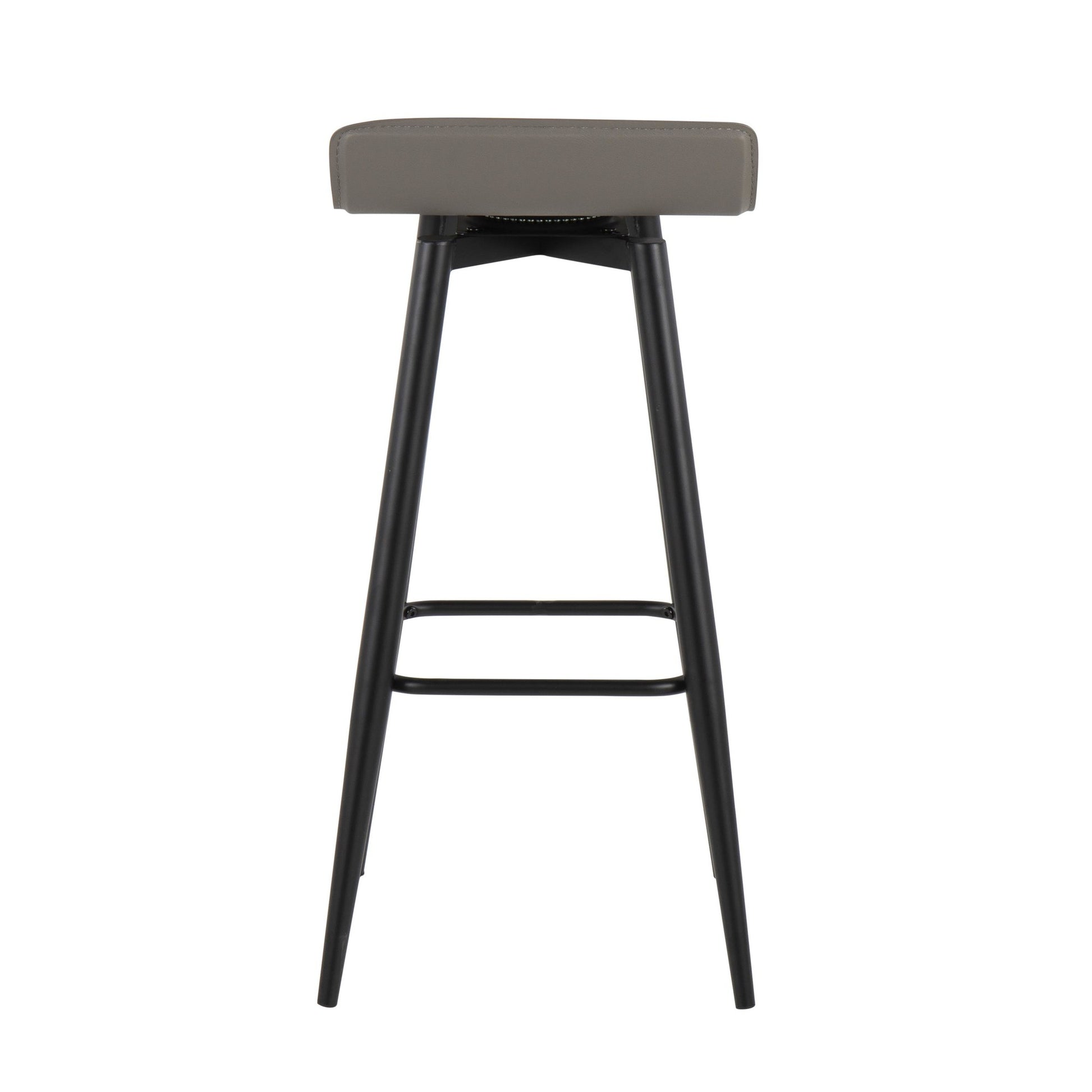 Ale Contemporary Fixed-Height Bar Stool in Black Steel and Black Faux Leather By LumiSource - Set of 2 | Bar Stools | Modishstore - 16
