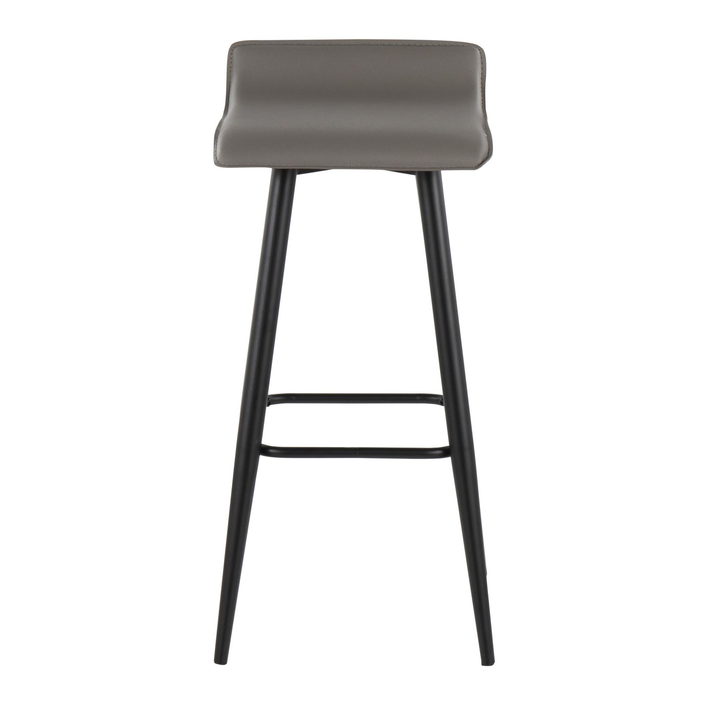 Ale Contemporary Fixed-Height Bar Stool in Black Steel and Black Faux Leather By LumiSource - Set of 2 | Bar Stools | Modishstore - 10