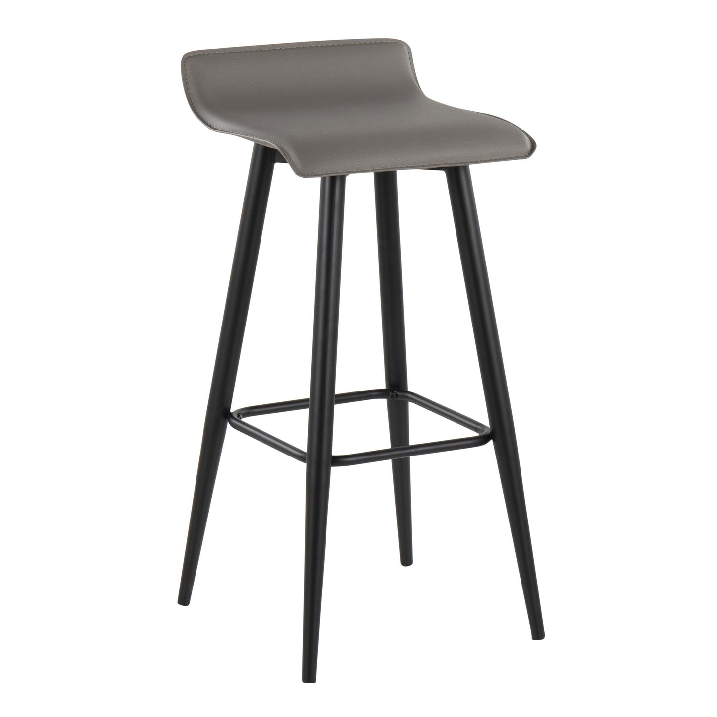 Ale Contemporary Fixed-Height Bar Stool in Black Steel and Black Faux Leather By LumiSource - Set of 2 | Bar Stools | Modishstore - 13