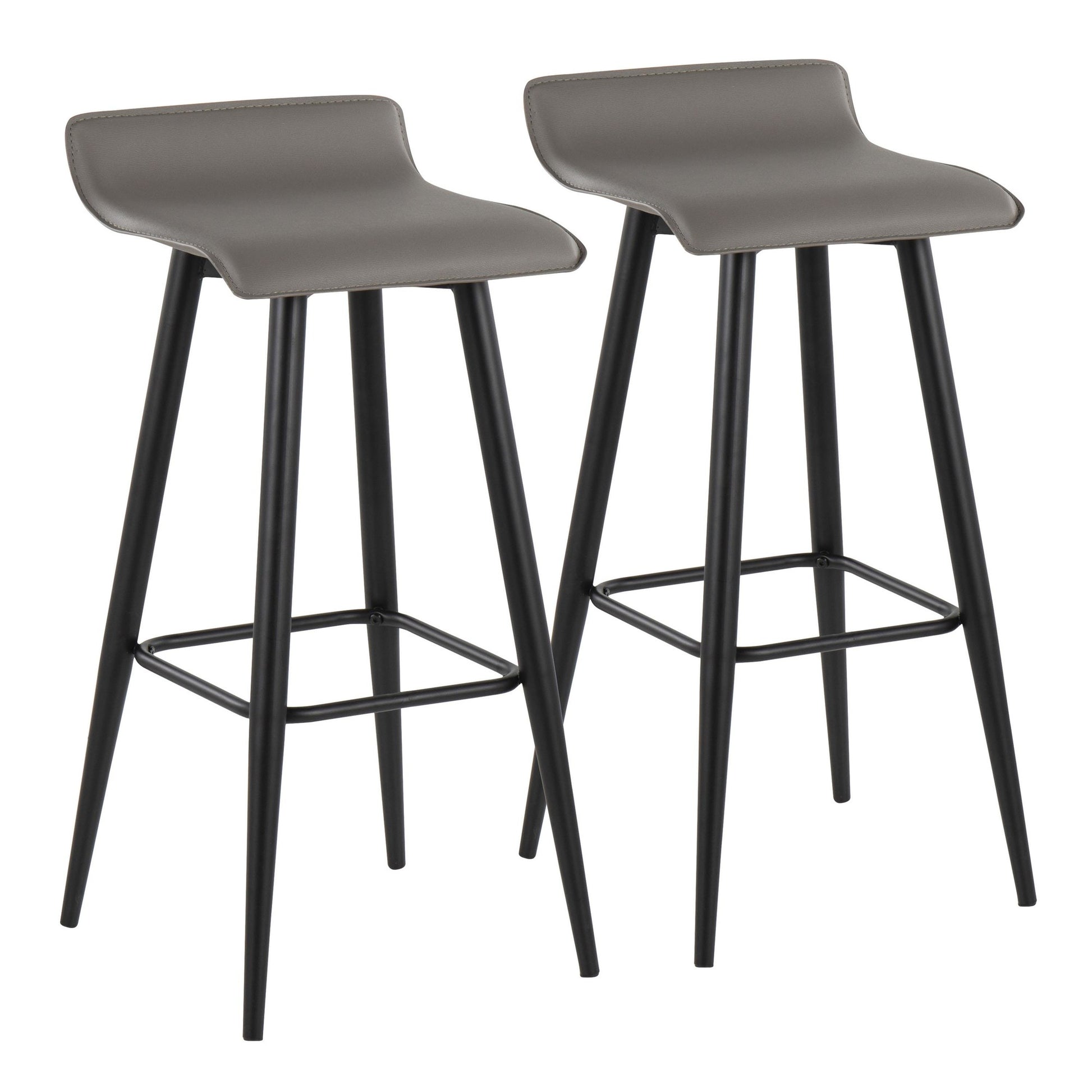 Ale Contemporary Fixed-Height Bar Stool in Black Steel and Black Faux Leather By LumiSource - Set of 2 | Bar Stools | Modishstore - 9