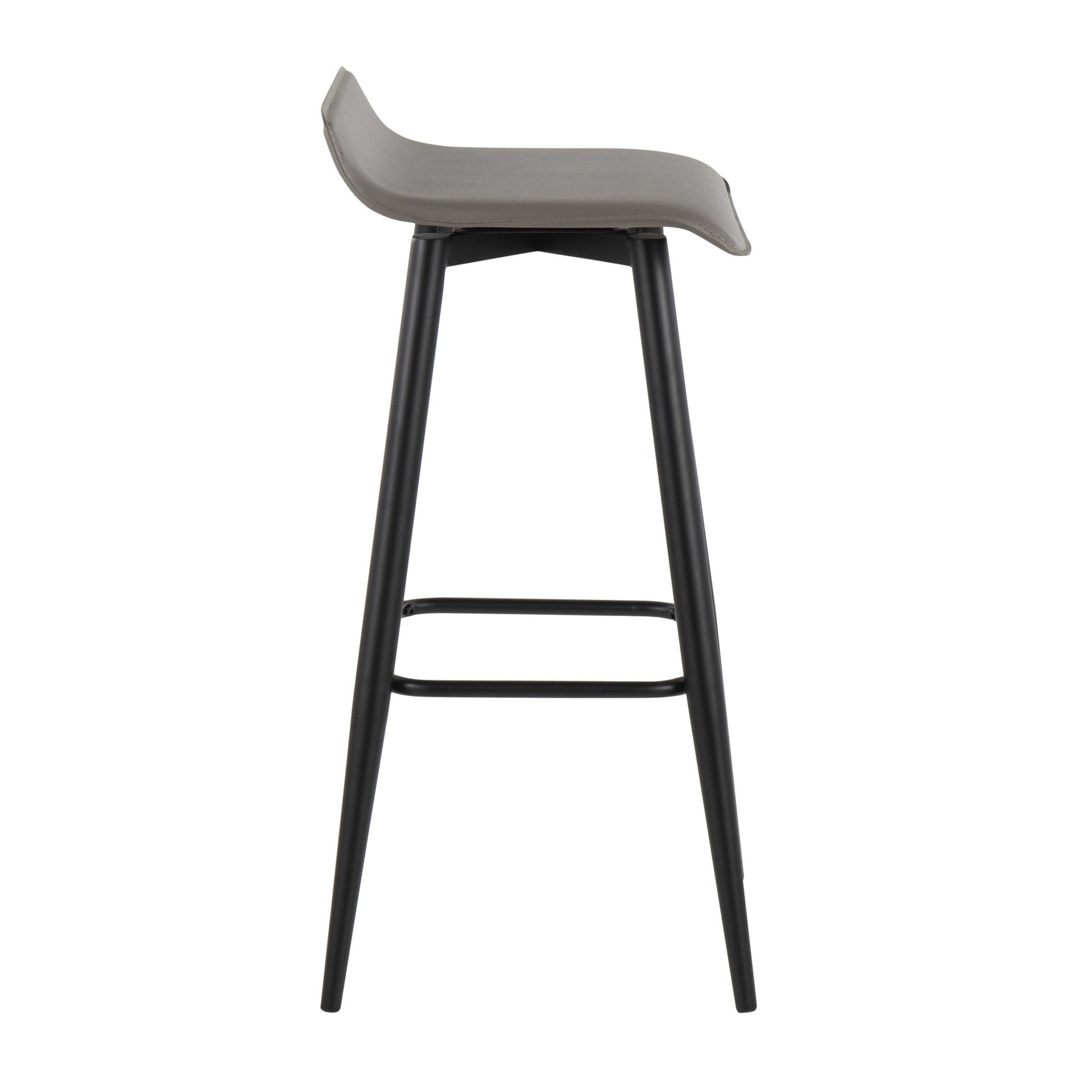 Ale Contemporary Fixed-Height Bar Stool in Black Steel and Black Faux Leather By LumiSource - Set of 2 | Bar Stools | Modishstore - 14