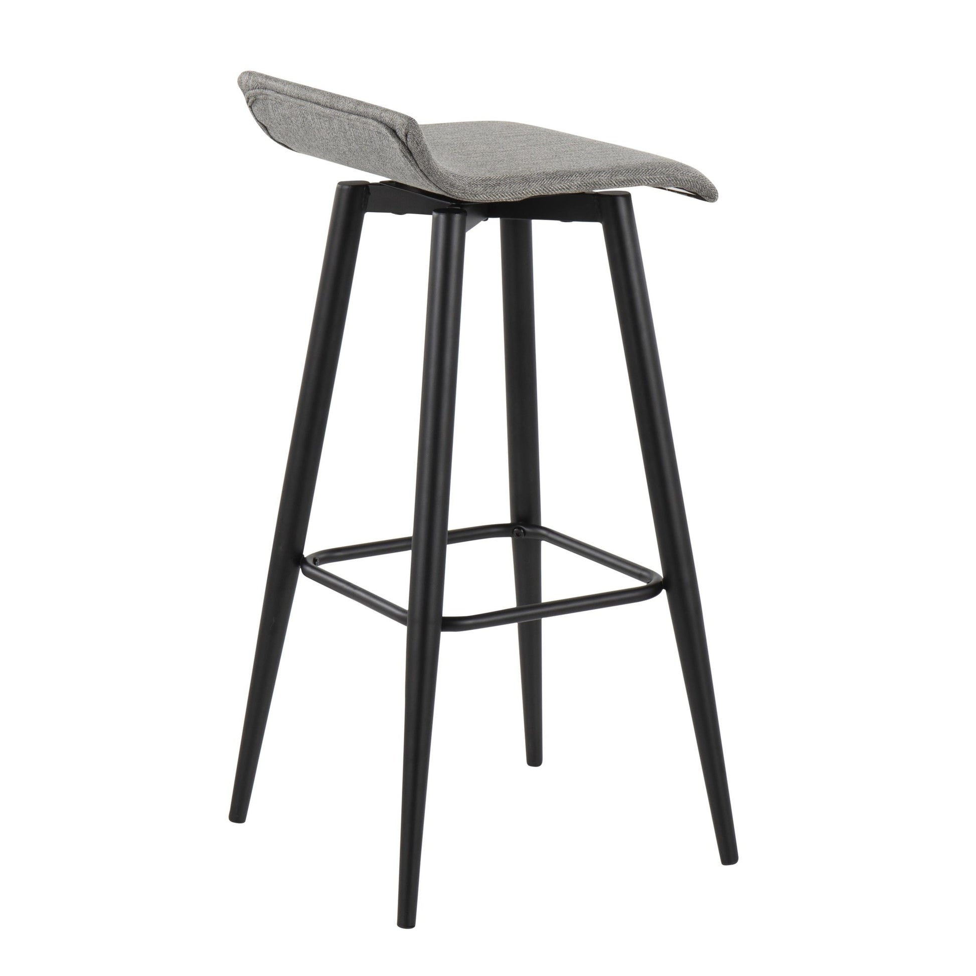 Ale Contemporary Fixed-Height Bar Stool in Black Steel and Black Faux Leather By LumiSource - Set of 2 | Bar Stools | Modishstore - 23