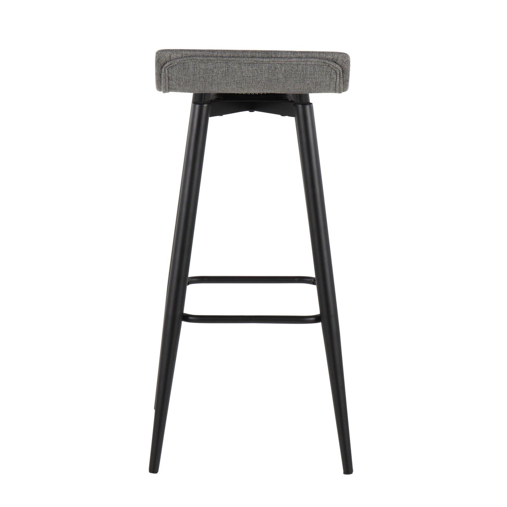 Ale Contemporary Fixed-Height Bar Stool in Black Steel and Black Faux Leather By LumiSource - Set of 2 | Bar Stools | Modishstore - 24