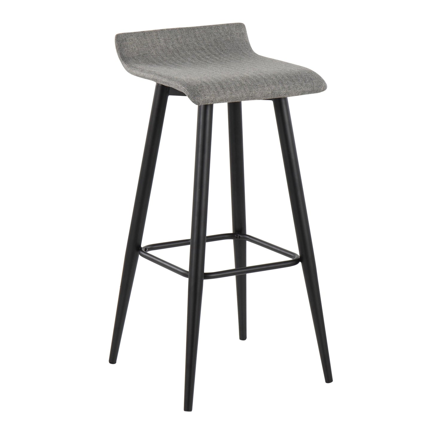 Ale Contemporary Fixed-Height Bar Stool in Black Steel and Black Faux Leather By LumiSource - Set of 2 | Bar Stools | Modishstore - 21