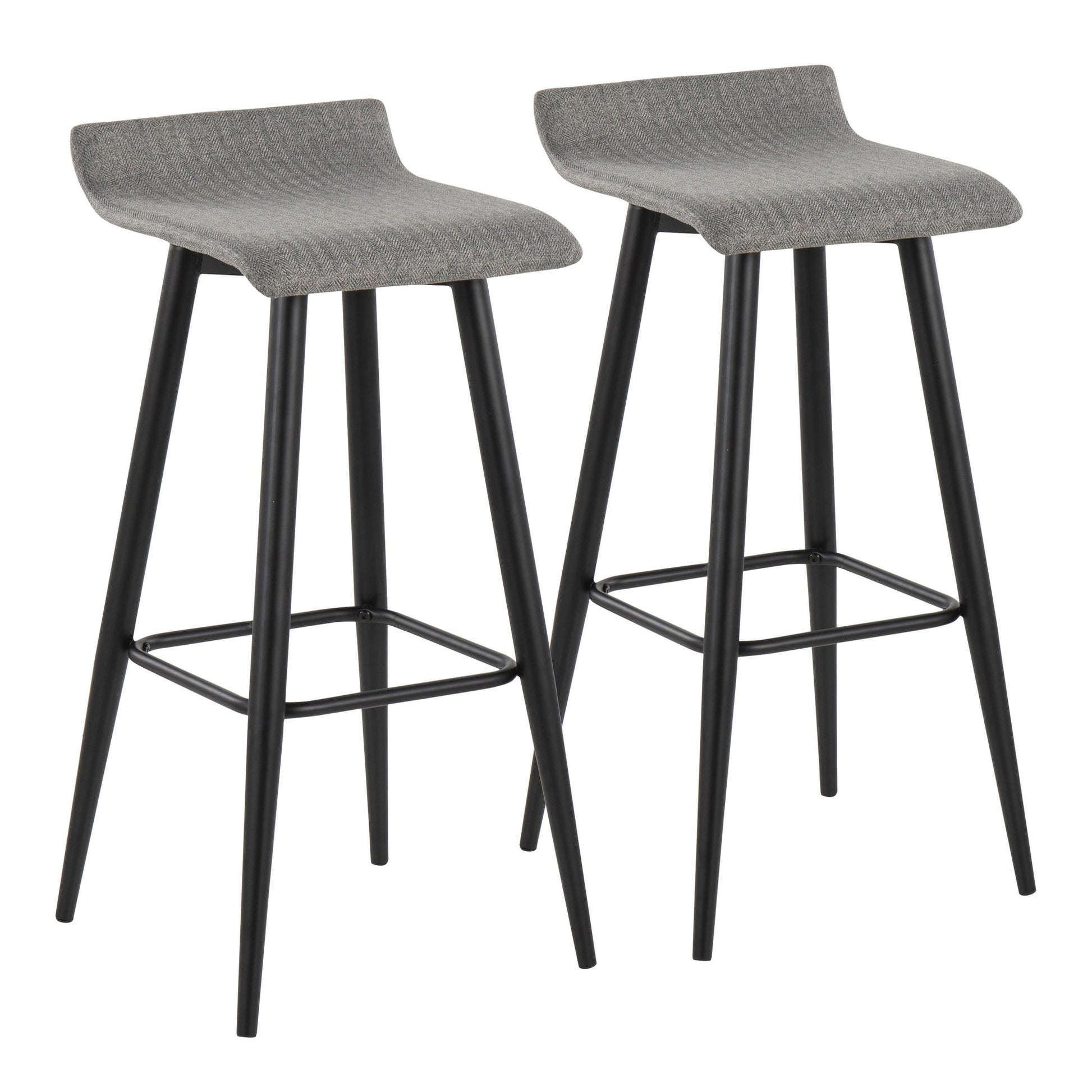 Ale Contemporary Fixed-Height Bar Stool in Black Steel and Black Faux Leather By LumiSource - Set of 2 | Bar Stools | Modishstore - 17