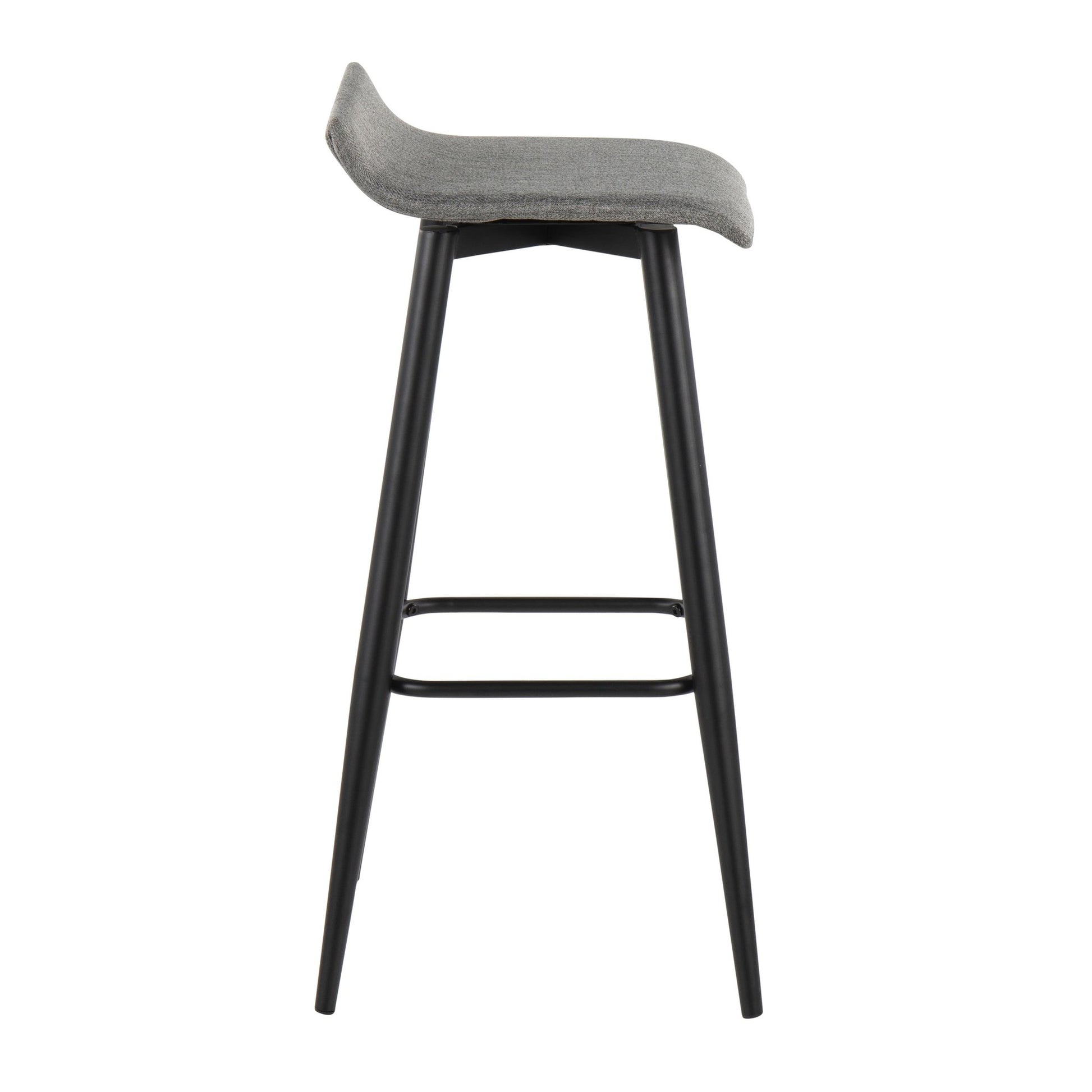 Ale Contemporary Fixed-Height Bar Stool in Black Steel and Black Faux Leather By LumiSource - Set of 2 | Bar Stools | Modishstore - 22