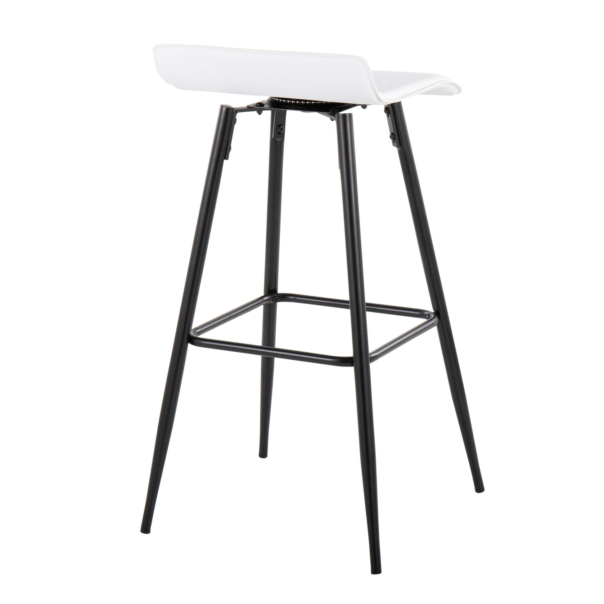 Ale Contemporary Fixed-Height Bar Stool in Black Steel and Black Faux Leather By LumiSource - Set of 2 | Bar Stools | Modishstore - 55