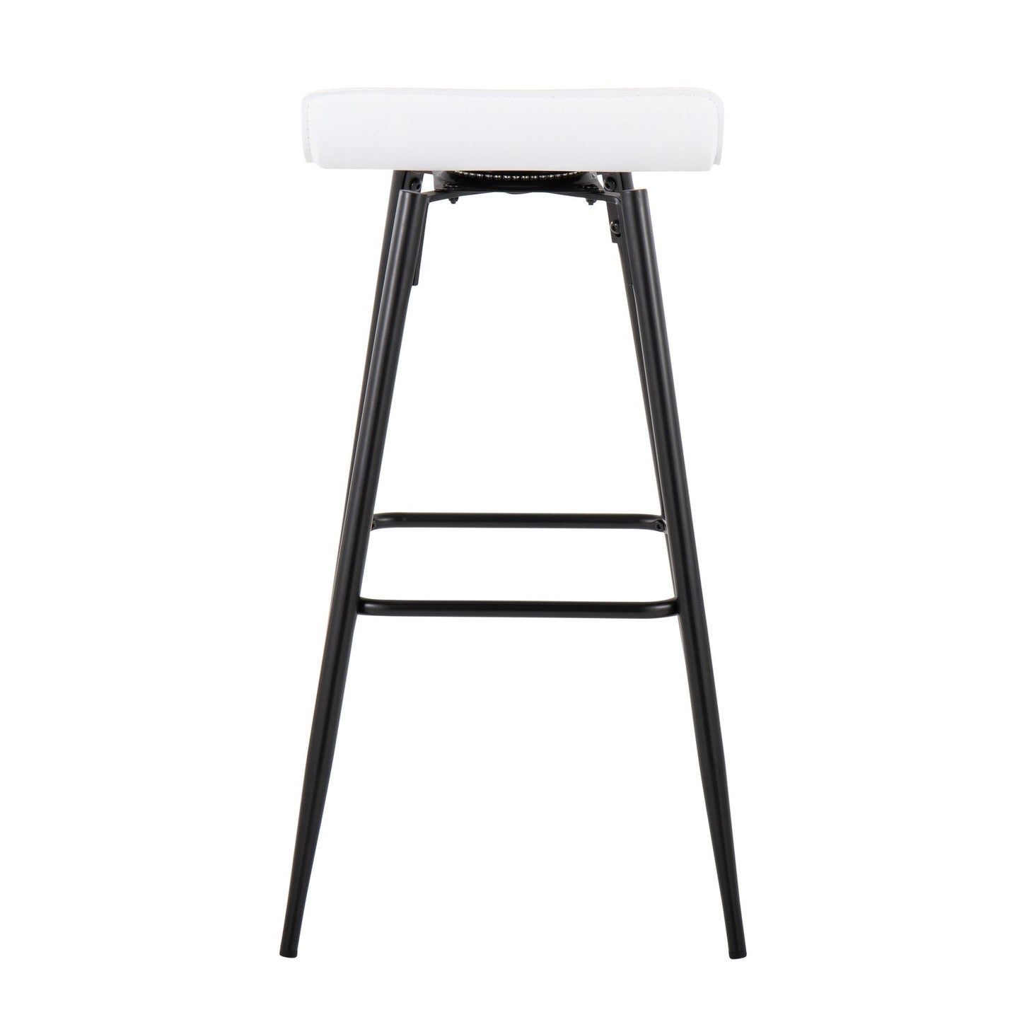 Ale Contemporary Fixed-Height Bar Stool in Black Steel and Black Faux Leather By LumiSource - Set of 2 | Bar Stools | Modishstore - 56