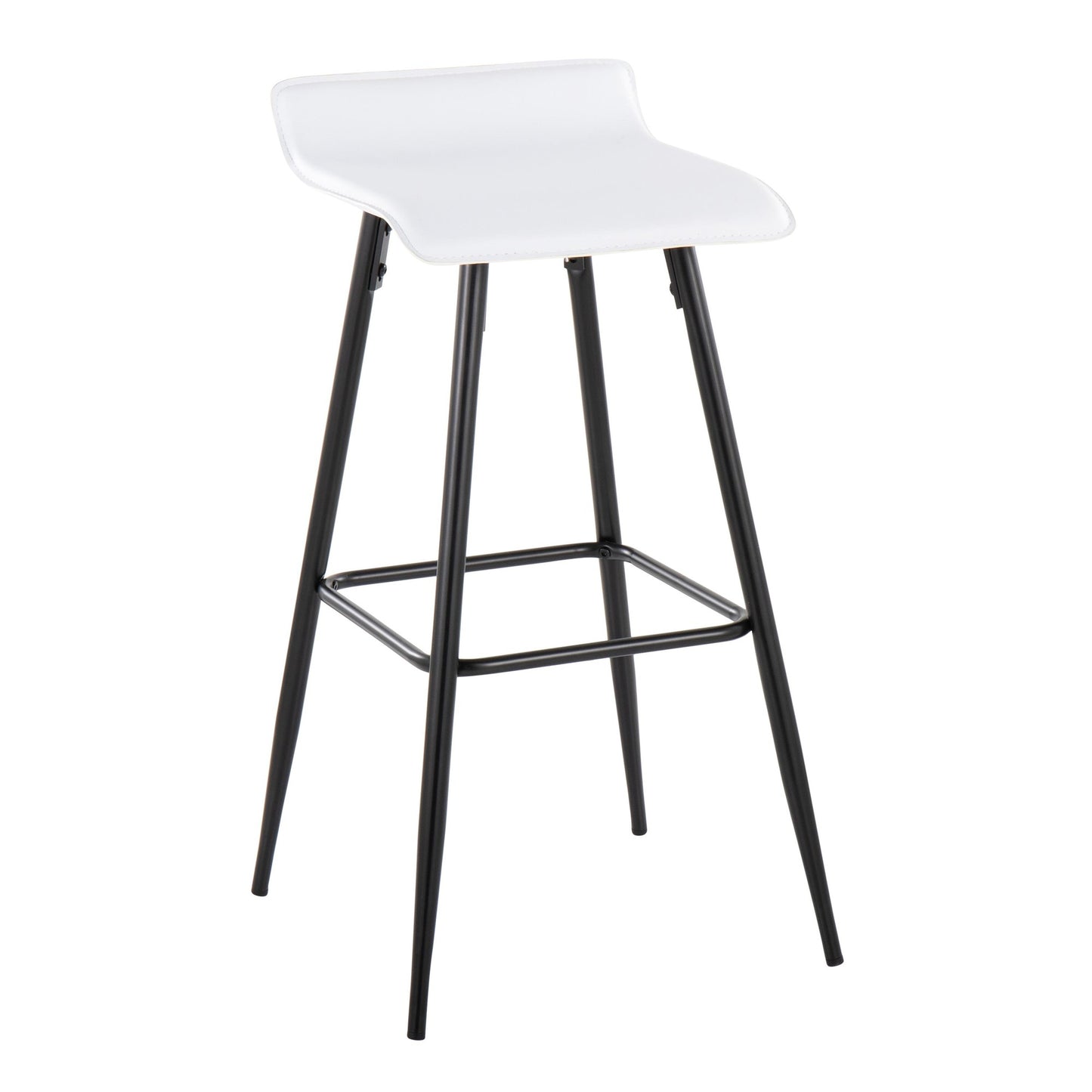 Ale Contemporary Fixed-Height Bar Stool in Black Steel and Black Faux Leather By LumiSource - Set of 2 | Bar Stools | Modishstore - 53