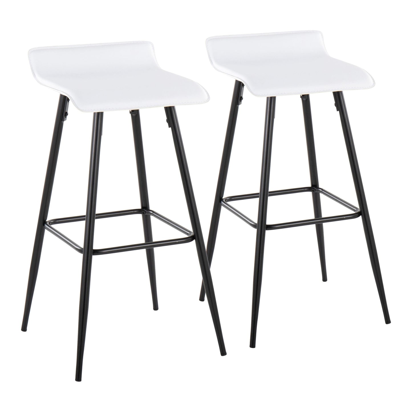 Ale Contemporary Fixed-Height Bar Stool in Black Steel and Black Faux Leather By LumiSource - Set of 2 | Bar Stools | Modishstore - 49