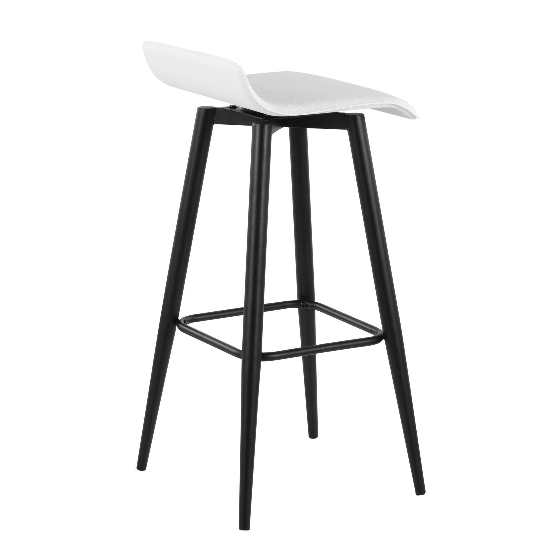 Ale Contemporary Fixed-Height Bar Stool in Black Steel and Black Faux Leather By LumiSource - Set of 2 | Bar Stools | Modishstore - 31