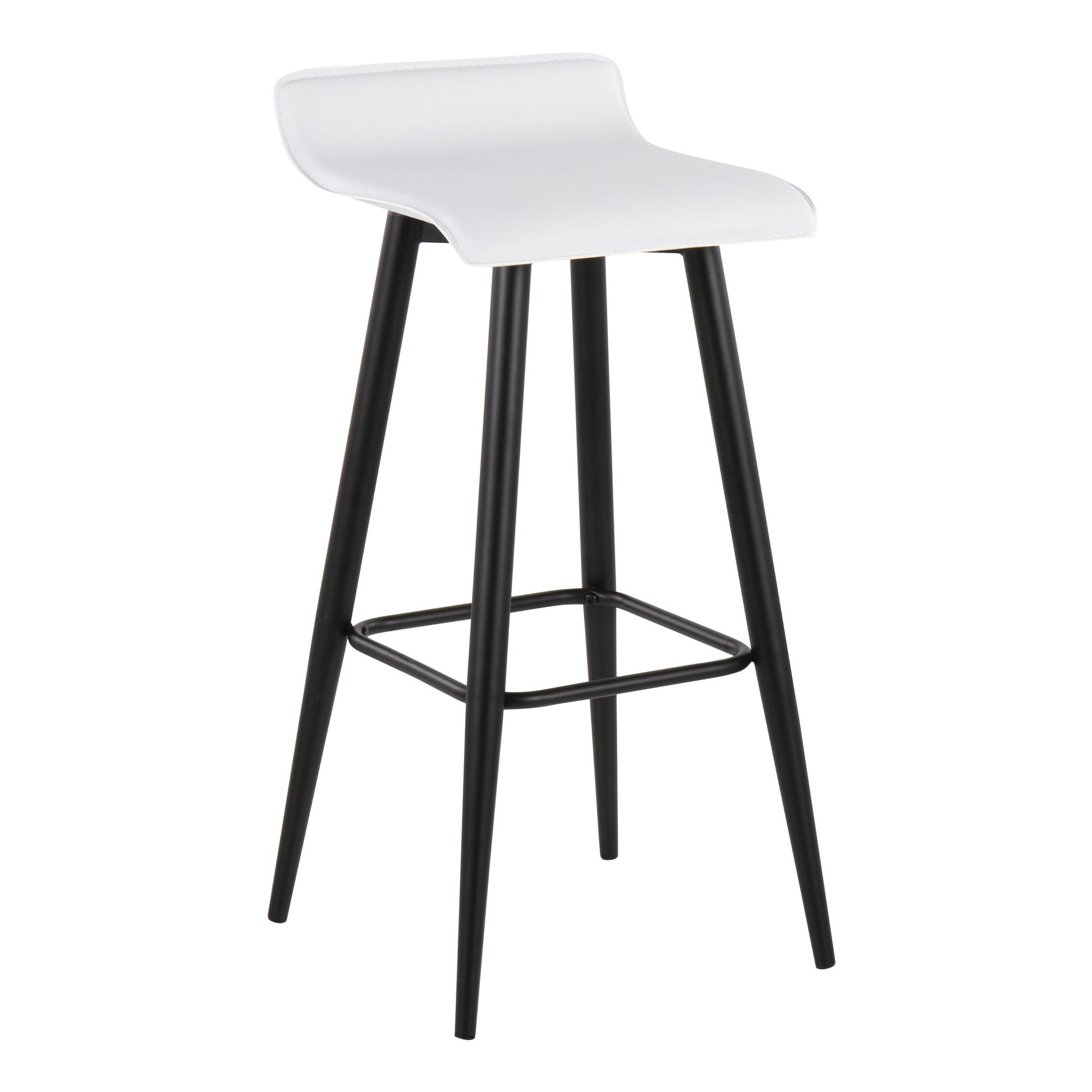 Ale Contemporary Fixed-Height Bar Stool in Black Steel and Black Faux Leather By LumiSource - Set of 2 | Bar Stools | Modishstore - 29