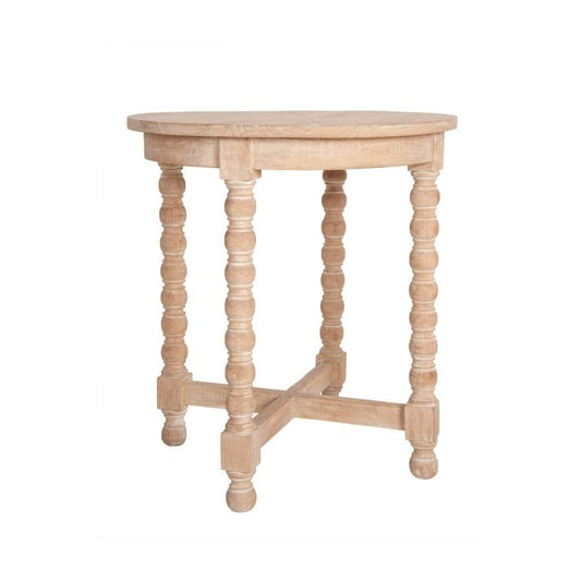 Alistair 22" Mindi Wood Round Accent Table, Natural by Jeffan | Accent Tables | Modishstore