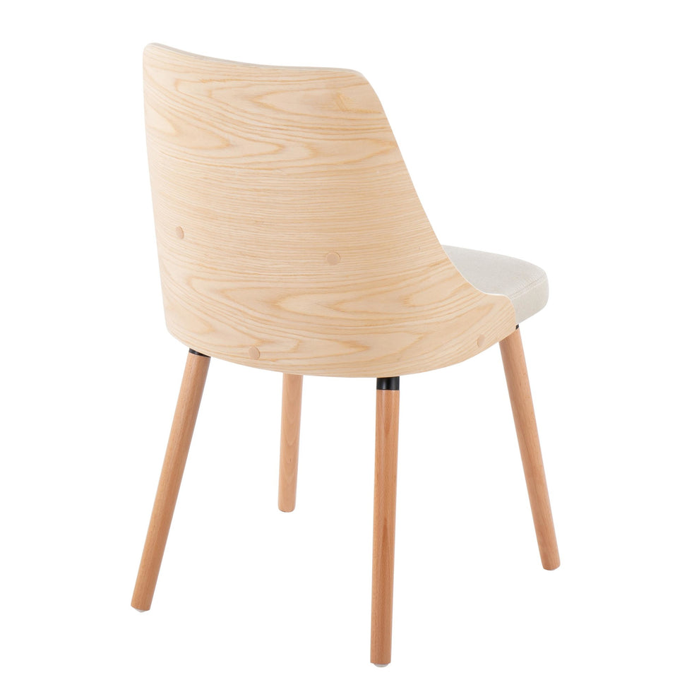 Anabelle Mid-Century Modern Chair in Natural Wood and Cream Fabric By LumiSource (Set of 2) | Dining Chairs | Modishstore - 6