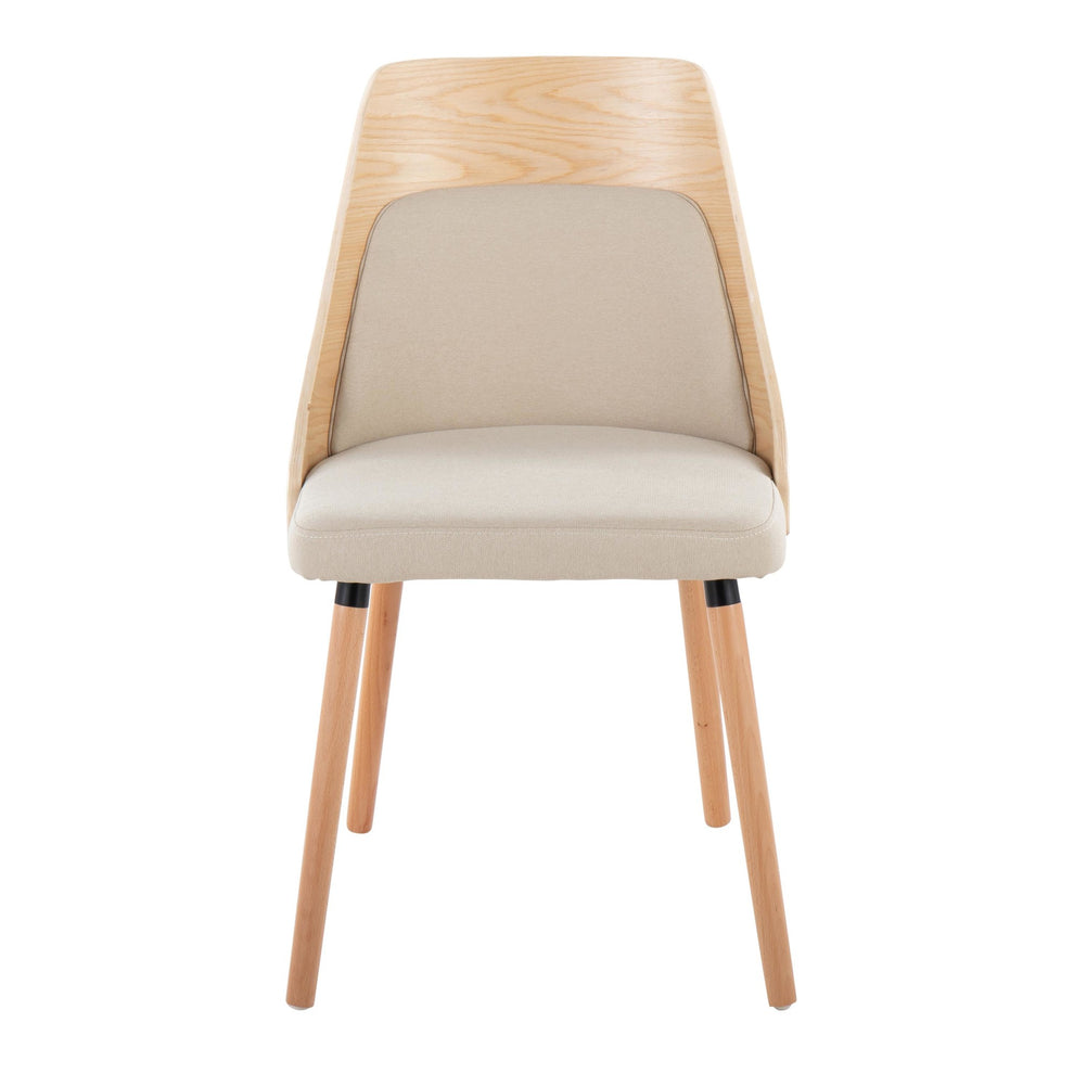Anabelle Mid-Century Modern Chair in Natural Wood and Cream Fabric By LumiSource (Set of 2) | Dining Chairs | Modishstore - 2