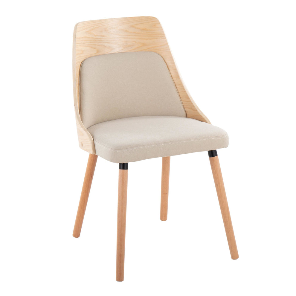 Anabelle Mid-Century Modern Chair in Natural Wood and Cream Fabric By LumiSource (Set of 2) | Dining Chairs | Modishstore - 4