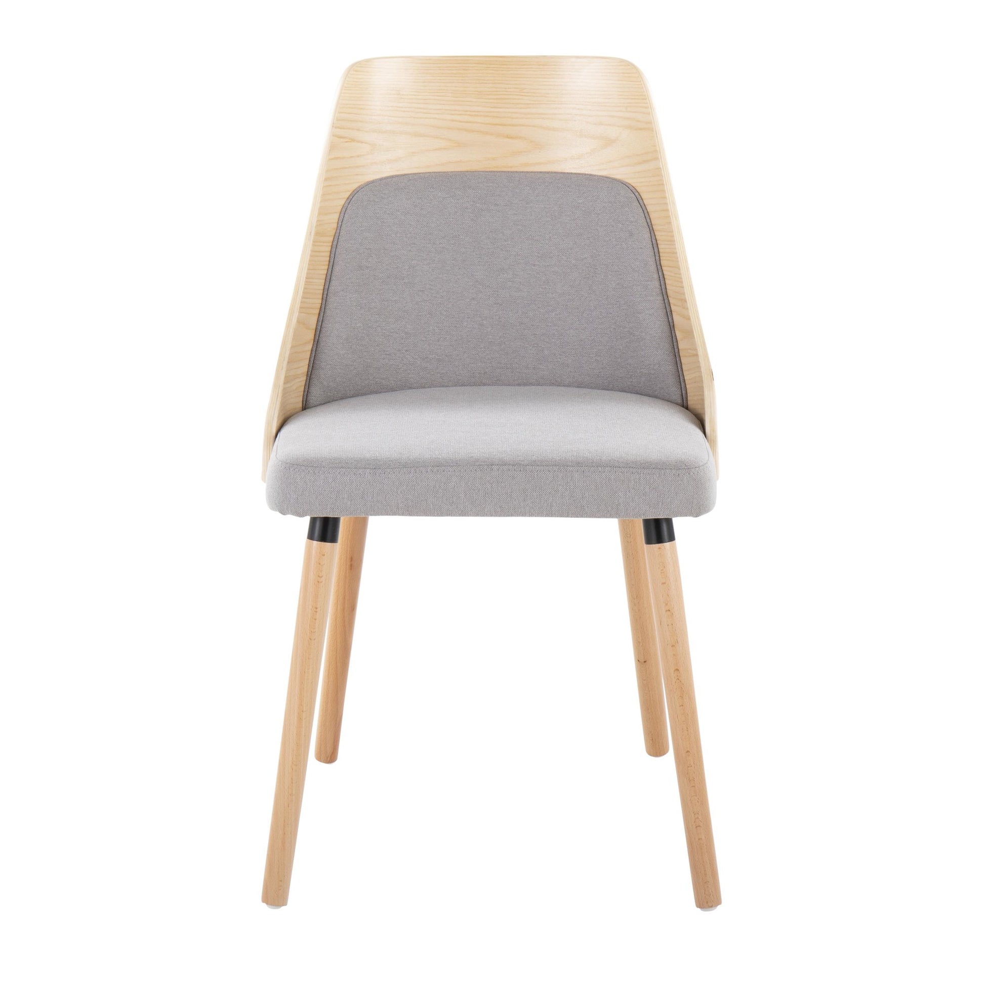 Anabelle Mid-Century Modern Chair in Natural Wood and Cream Fabric By LumiSource (Set of 2) | Dining Chairs | Modishstore - 9