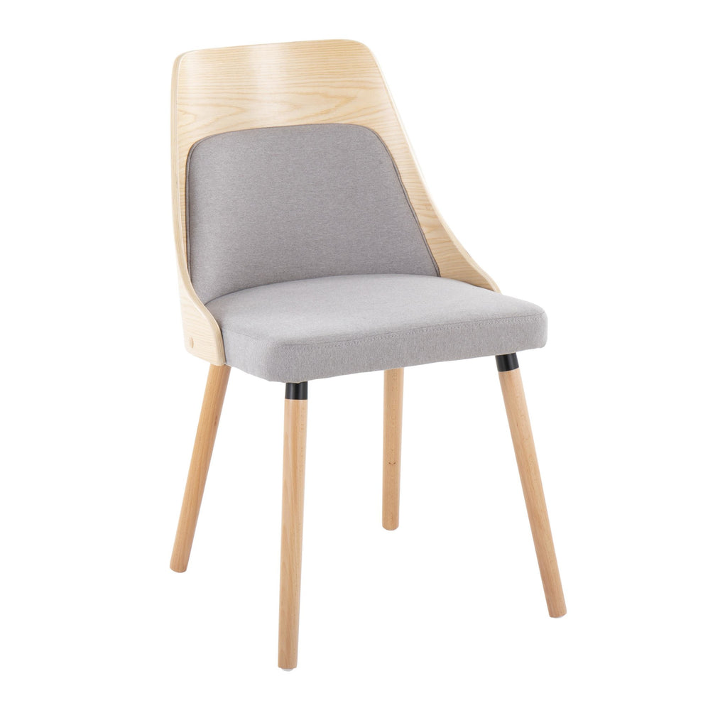 Anabelle Mid-Century Modern Chair in Natural Wood and Cream Fabric By LumiSource (Set of 2) | Dining Chairs | Modishstore - 11
