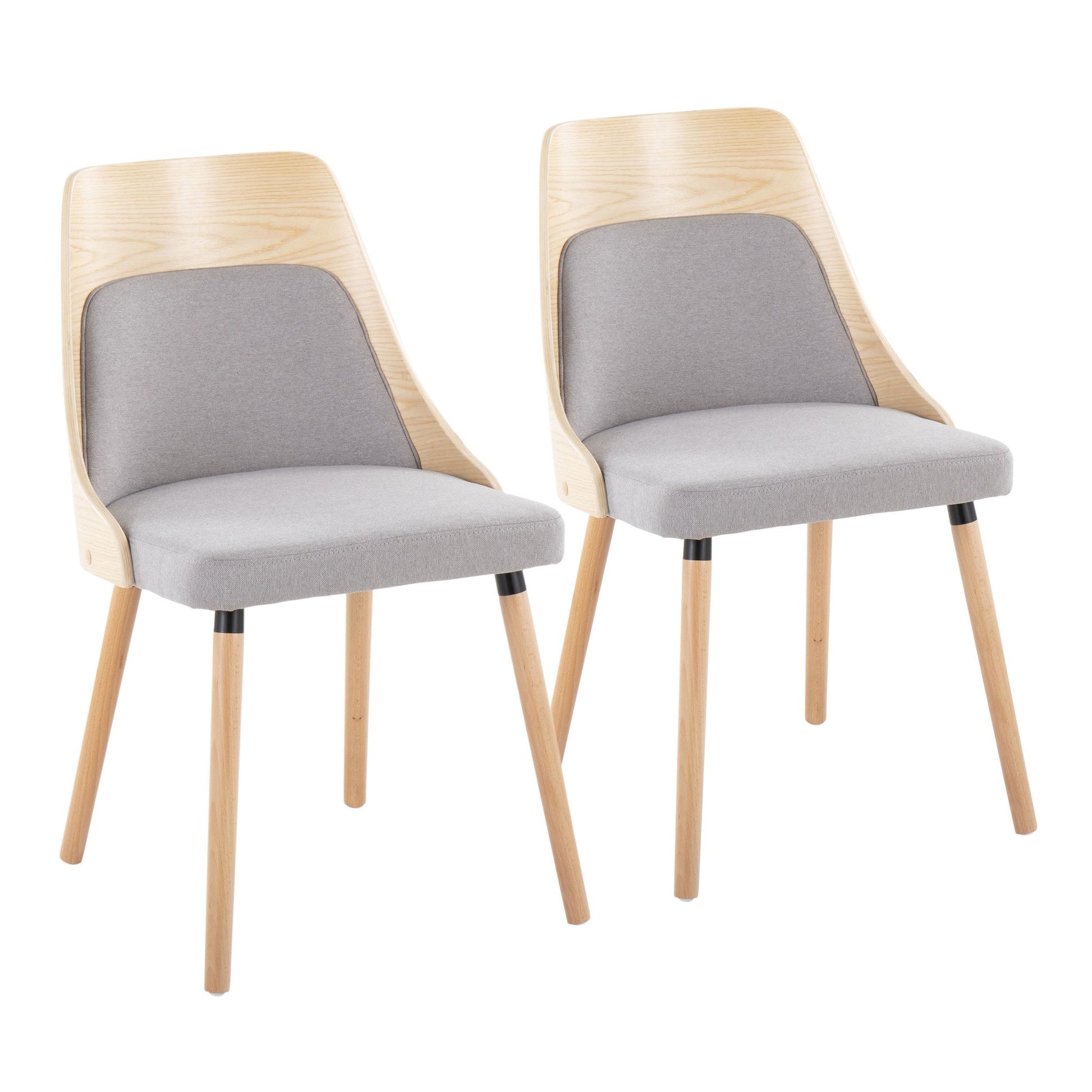 Anabelle Mid-Century Modern Chair in Natural Wood and Cream Fabric By LumiSource (Set of 2) | Dining Chairs | Modishstore - 8