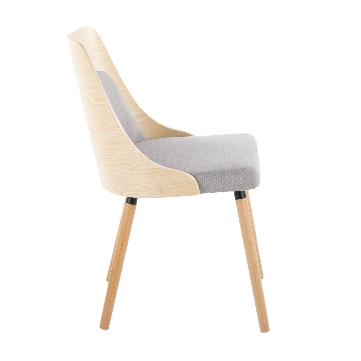 Anabelle Mid-Century Modern Chair in Natural Wood and Cream Fabric By LumiSource (Set of 2) | Dining Chairs | Modishstore - 12