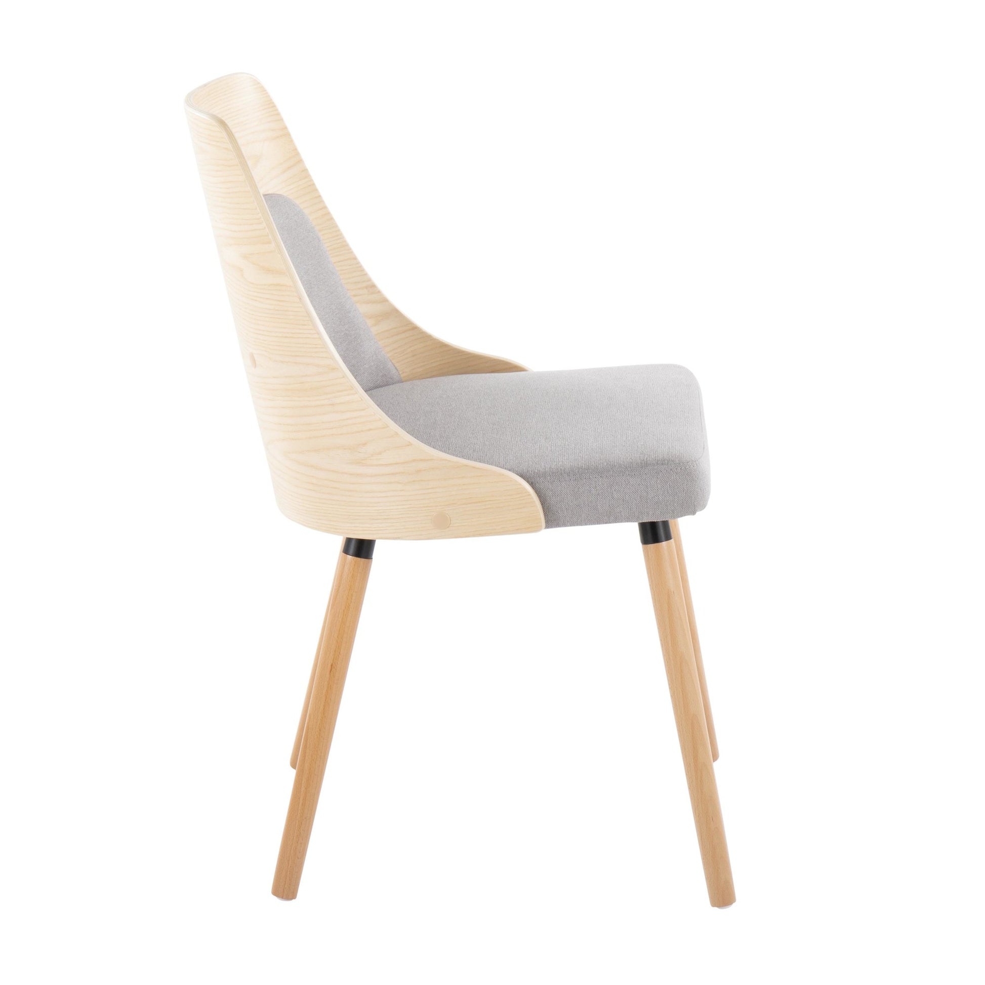 Anabelle Mid-Century Modern Chair in Natural Wood and Cream Fabric By LumiSource (Set of 2) | Dining Chairs | Modishstore - 12