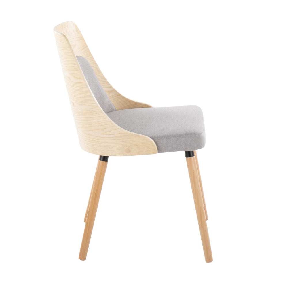 Anabelle Mid-Century Modern Chair in Natural Wood and Cream Fabric By LumiSource (Set of 2) | Dining Chairs | Modishstore - 12