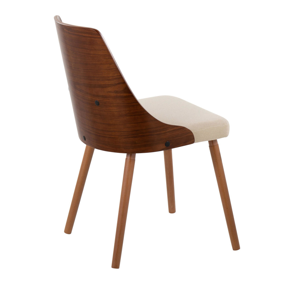 Anabelle Mid-Century Modern Chair in Natural Wood and Cream Fabric By LumiSource (Set of 2) | Dining Chairs | Modishstore - 17