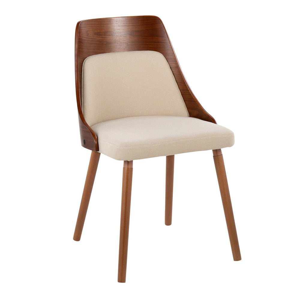 Anabelle Mid-Century Modern Chair in Natural Wood and Cream Fabric By LumiSource (Set of 2) | Dining Chairs | Modishstore - 19