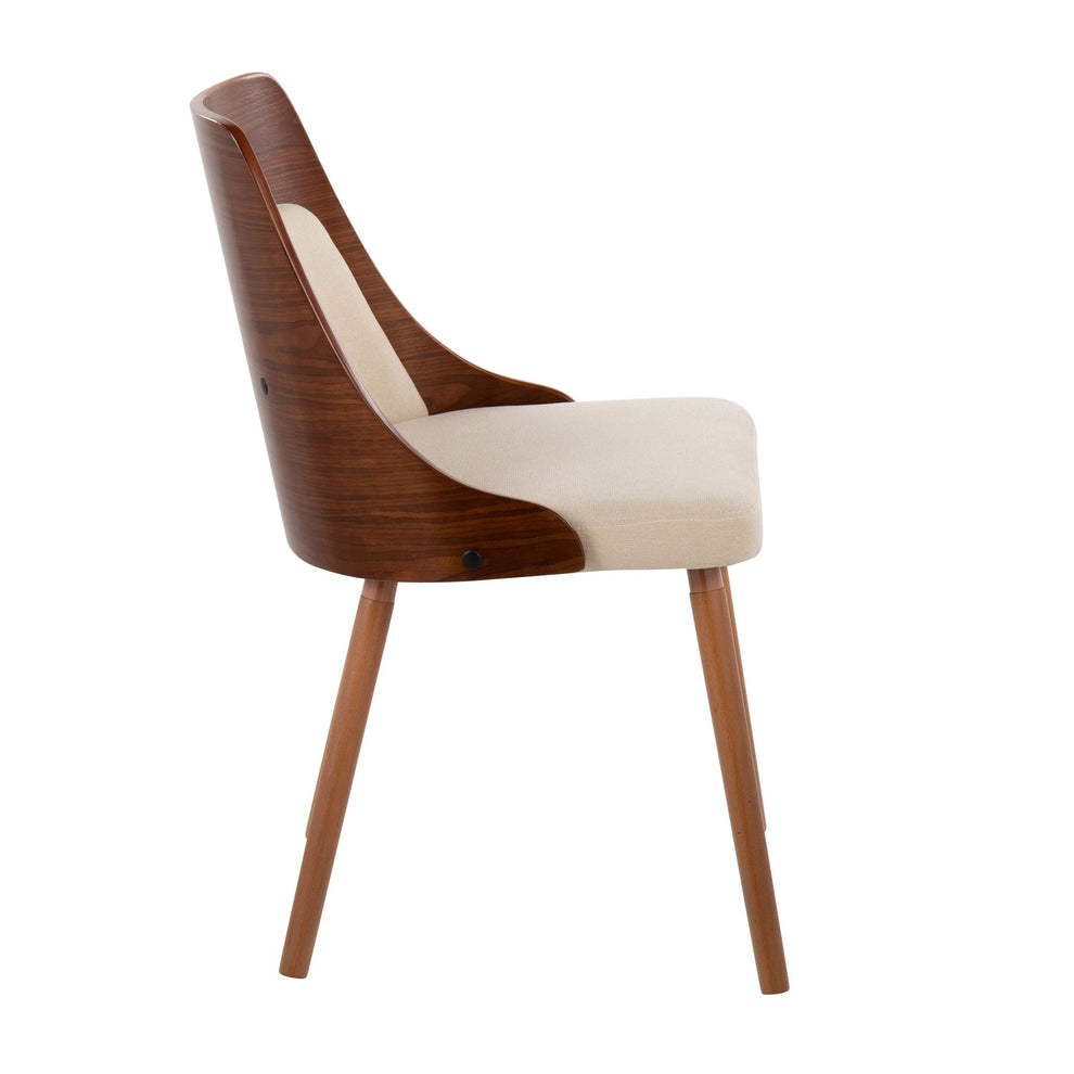Anabelle Mid-Century Modern Chair in Natural Wood and Cream Fabric By LumiSource (Set of 2) | Dining Chairs | Modishstore - 16