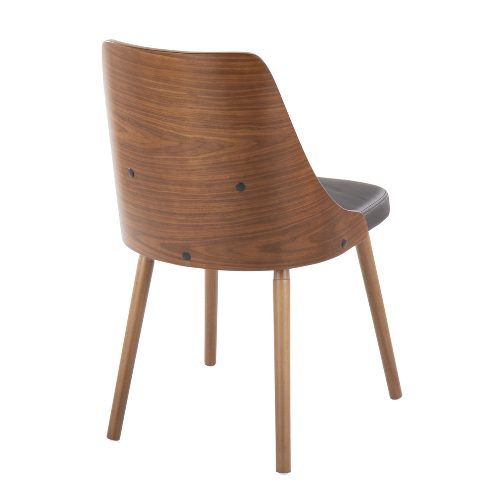 Anabelle Mid-Century Modern Chair in Walnut Wood and Brown Faux Leather By LumiSource (Set of 2) | Dining Chairs | Modishstore - 7