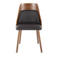 Anabelle Mid-Century Modern Chair in Walnut Wood and Brown Faux Leather By LumiSource (Set of 2) | Dining Chairs | Modishstore - 2