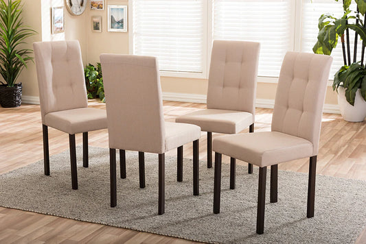 Baxton Studio Andrew Modern and Contemporary Beige Fabric Upholstered Grid-tufting Dining Chair (Set of 4) | Dining Chairs | Modishstore