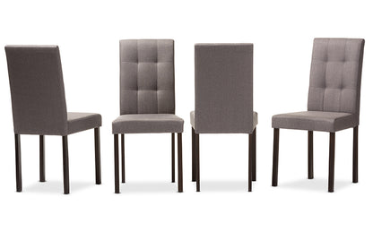 Baxton Studio Andrew Modern and Contemporary Beige Fabric Upholstered Grid-tufting Dining Chair (Set of 4) | Dining Chairs | Modishstore - 5