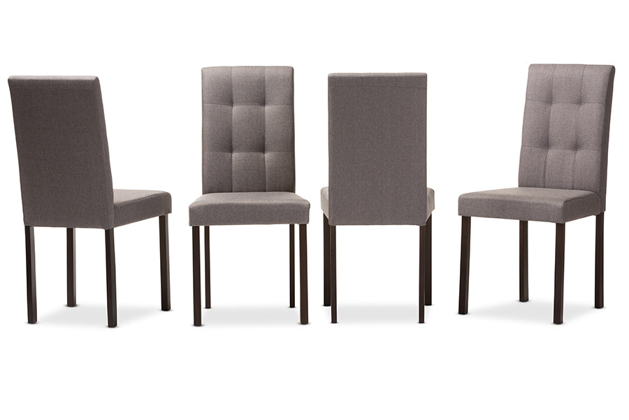 Baxton Studio Andrew Modern and Contemporary Beige Fabric Upholstered Grid-tufting Dining Chair (Set of 4) | Dining Chairs | Modishstore - 5