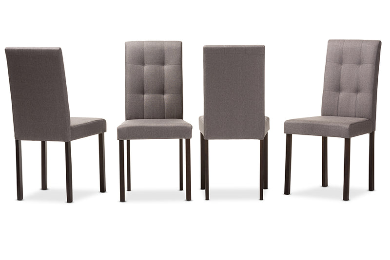 Baxton Studio Andrew Modern and Contemporary Beige Fabric Upholstered Grid-tufting Dining Chair (Set of 4) | Dining Chairs | Modishstore - 5