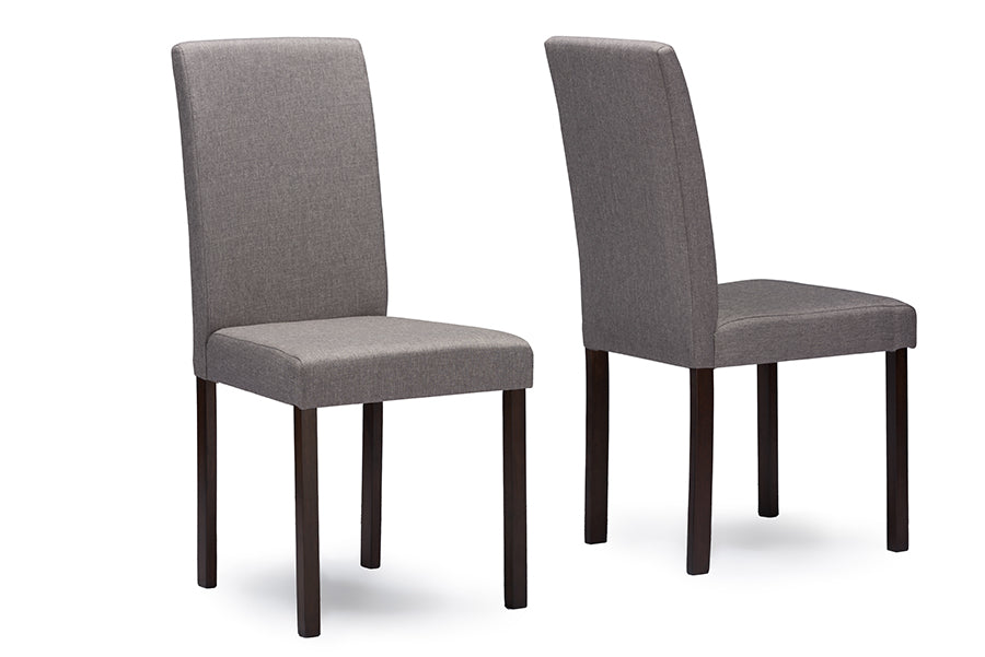 Baxton Studio Andrew Contemporary Espresso Wood Grey Fabric Dining Chair (Set of 4) | Dining Chairs | Modishstore - 5