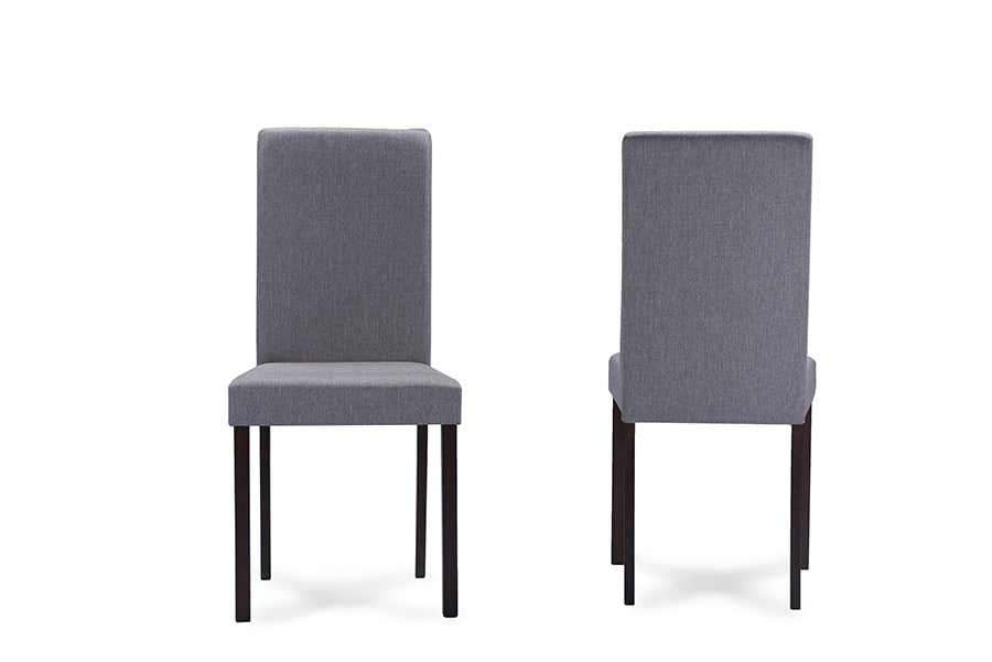 Baxton Studio Andrew Contemporary Espresso Wood Grey Fabric Dining Chair (Set of 4) | Dining Chairs | Modishstore - 4