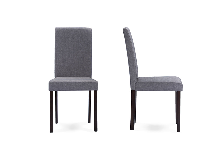 Baxton Studio Andrew Contemporary Espresso Wood Grey Fabric Dining Chair (Set of 4) | Dining Chairs | Modishstore - 3