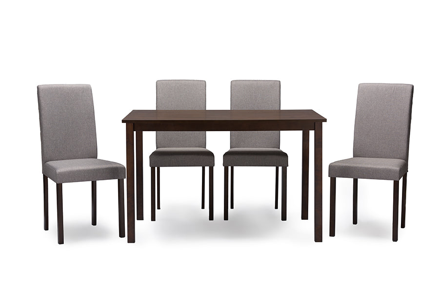 Baxton Studio Andrew Contemporary Espresso Wood Grey Fabric Dining Chair (Set of 4) | Dining Chairs | Modishstore